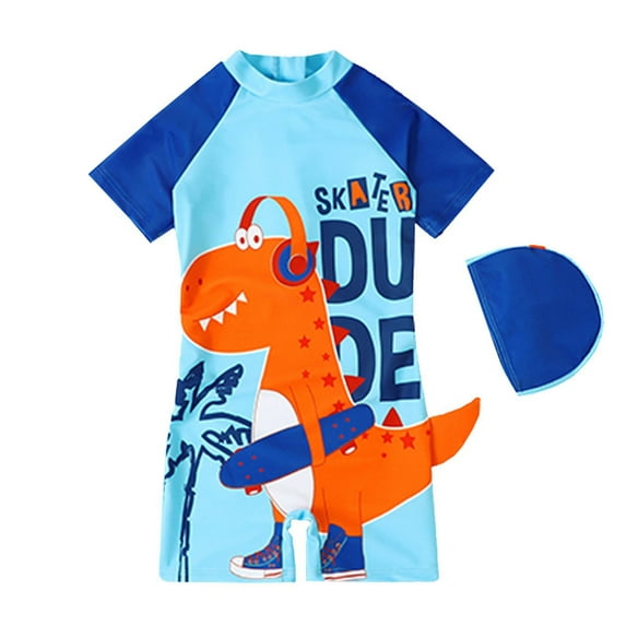 LRen Boy Swim Sets Cartoon Dinosaur 2pcs Swimsuit Kids Beach Casual Casual Fashion Relaxed Fit Beach Bathing Suit Toddler Swimsuit Swimwear