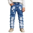 thumbnail image 1 of LRen Boy's Stretch Comfy Ripped Jeans Stylish Fit Distressed Washed Fashion Denim Boys Jeans Pant,7-8 Years, 1 of 8