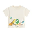 thumbnail image 1 of LRen Boys 4T Shirts Boys Dinosaurs Print Round Neck Short Sleeve Tops Toddler Boy Summer Basic Tees Casual Soft Summer Casual Tops Blouse Tee,Beige, 1 of 3