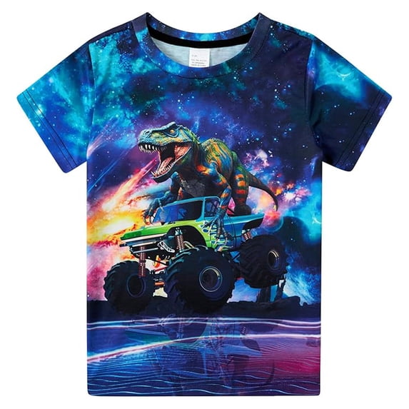 LRen Boys Back To School Clothes Toddler Boy Graphic Print Short Sleeve Crew Neck Tee Tops Casual School Uniform Clothes,1-2 Years
