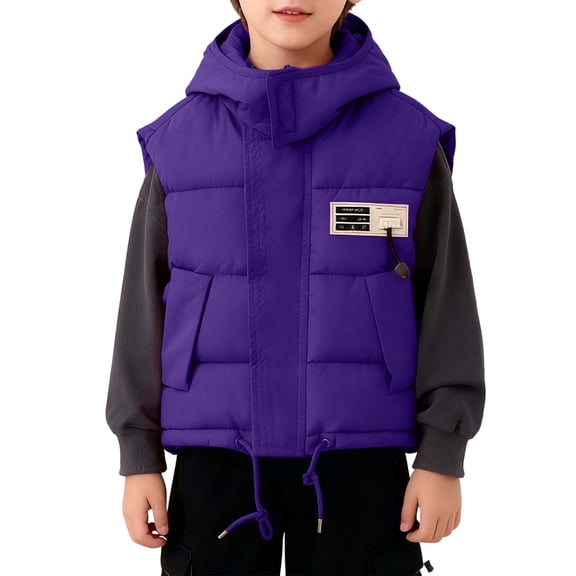 LRen Boys Down Vest Winter Warm Lined Sleeveless Jacket Insulated Padded Outerwear For Youth And Kids,3-4 Years,Z7-Dark Purple