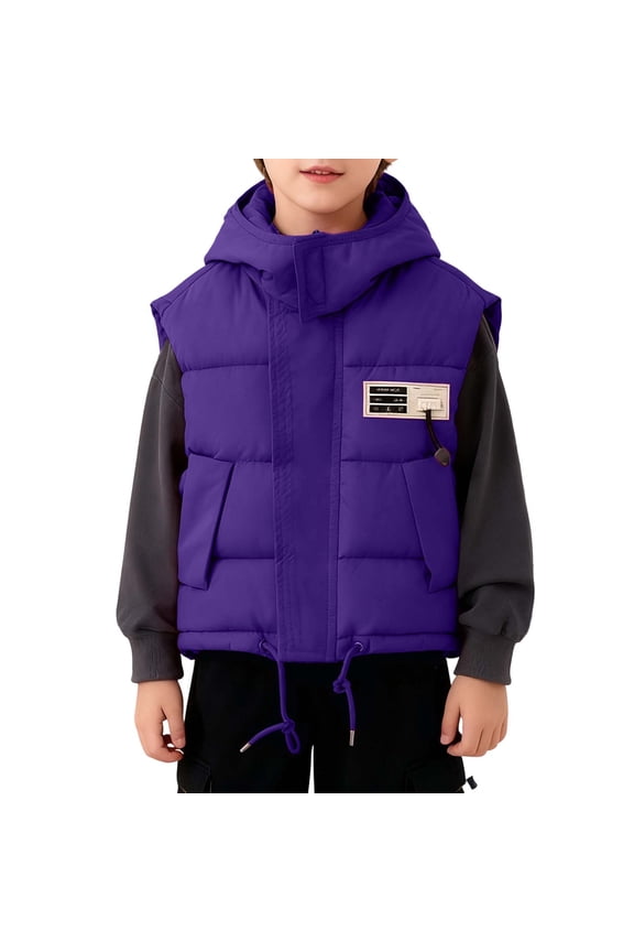 Boys Down Vest Winter Warm Lined Sleeveless Jacket Insulated Padded Outerwear For Youth And Kids,7-8 Years,Z7-Dark Purple