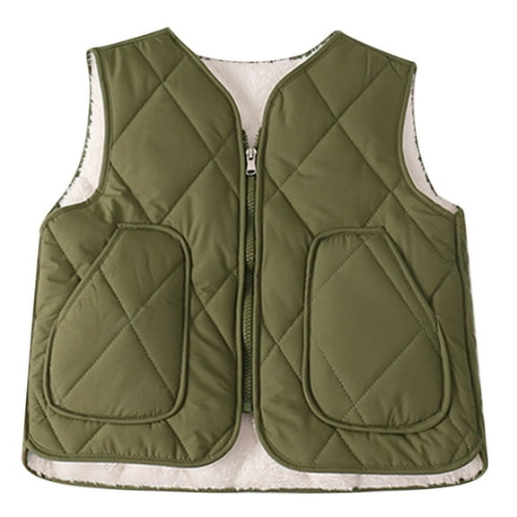 LRen Boys Down Vest Winter Warm Lined Sleeveless Jacket Insulated Padded Outerwear For Youth And Kids,Army Green,3-4 Years