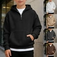 thumbnail image 1 of LRen Boys Hoodies Size 8-10, Boys Quarter Zip Hoodies Waffle Knit Kids Long Sleeve Hooded Sweatshirts Teens Pullover Tops Kids Hoodies for Boys,White,5-6 Years, 1 of 5