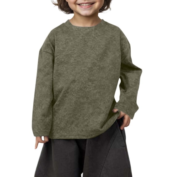LRen Boys'Long Sleeve Thermal Shirt Long Sleeve Ribbed T Shirt Tops Fall Cotton Clothes,2-3 Years,Z7-Green
