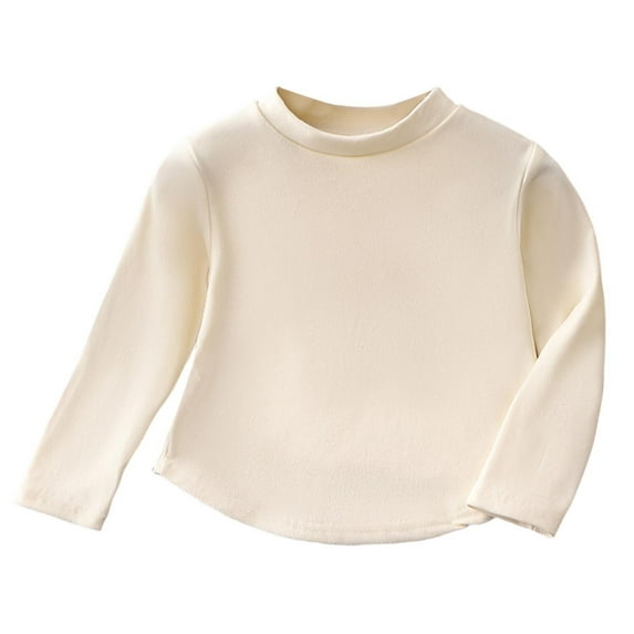 LRen Boys'Long Sleeve Thermal Shirt Long Sleeve Ribbed T Shirt Tops Fall Cotton Clothes,4-5 Years,Z1-Beige