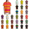 thumbnail image 1 of LRen Boys Polo Shirts Size 10-12 Button Down Shirt Striped Short Sleeve Pocket Shirts Boys Fashion Preppy Back To School Tees Shirts,Dark Purple,11-12 Years, 1 of 5