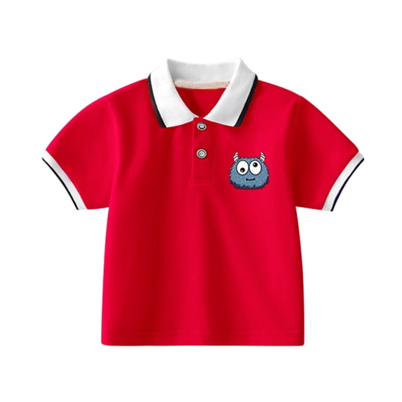 LRen Boys Polo Shirts Size 6 Button-Down Collar School Uniform Shirt Short Sleeve Polo Tee Boy Regular Fit Tee Boys' Button Down Shirt Clothes for Boys
