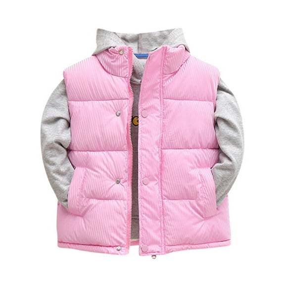 LRen Boys Puffer Vest Lightweight Sleeveless Zip-Front Jacket with Pockets Kids Outerwear,5-6 Years,Z1-Pink