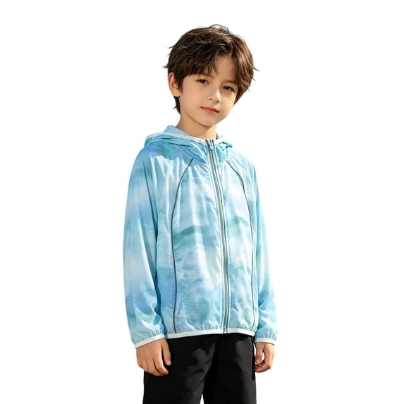 LRen Boys Rash Guard Hoodie UPF 50+ Long Sleeve Swim Shirt Kids Sun Protection Fishing Shirt Toddler to Youth Summer Beach Outdoor Tops