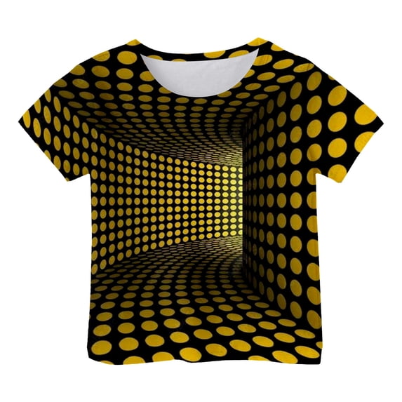 LRen Boys Shirts Short Sleeve Cotton T-Shirts Kids Summer Crewneck Graphic Print Basic Tees Tops Yellow,3-4 Years