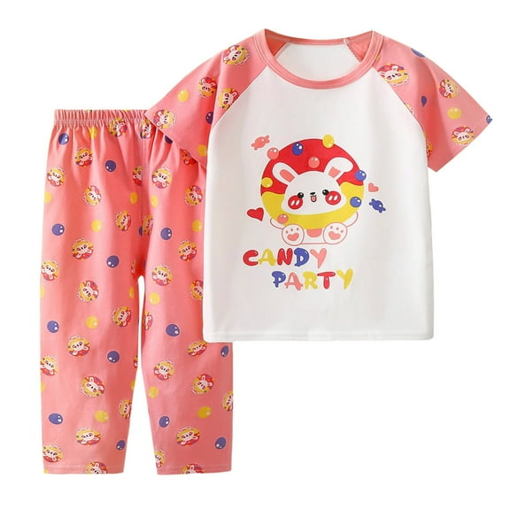 LRen Boys Summer Outfits Cartoon Print Short Sleeved Sports Suit Crewneck Children's Fashion Beach Outfits Flower Print Summer Suit Outdoor Casual Clothes,18-24 Months