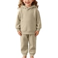 thumbnail image 1 of LRen Boys Sweatsuit Set 2 Piece Solid Fleece Boys Hoodie and Athletic Jogger Sweatpants Playwear For Children,2-3 Years,X3-Khaki, 1 of 6