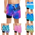 thumbnail image 1 of LRen Boys Swim Trunks With Compression Liner Toddler Swimsuit Boy Swim Shorts Bathing Suits Boxer Brief Swimming Trunks, 1 of 5