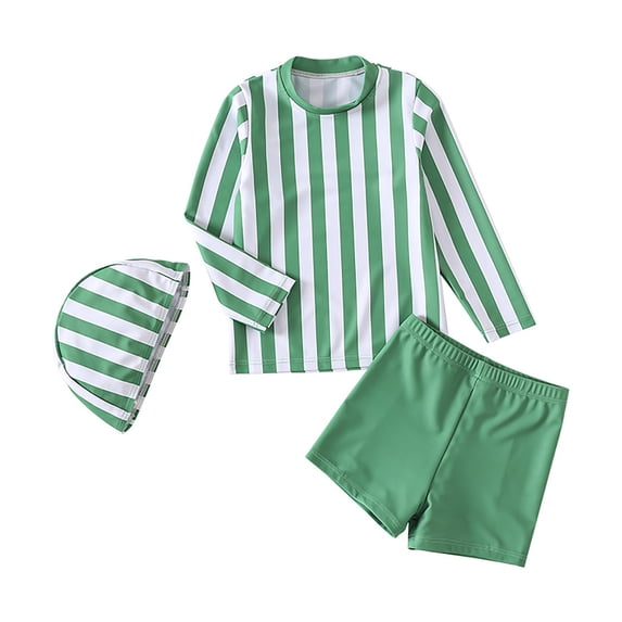 LRen Boys Two Piece Rash Guard Swim Set Kids Long Sleeve Swimsuits with Swim Trunks Quick Dry Bathing Suit