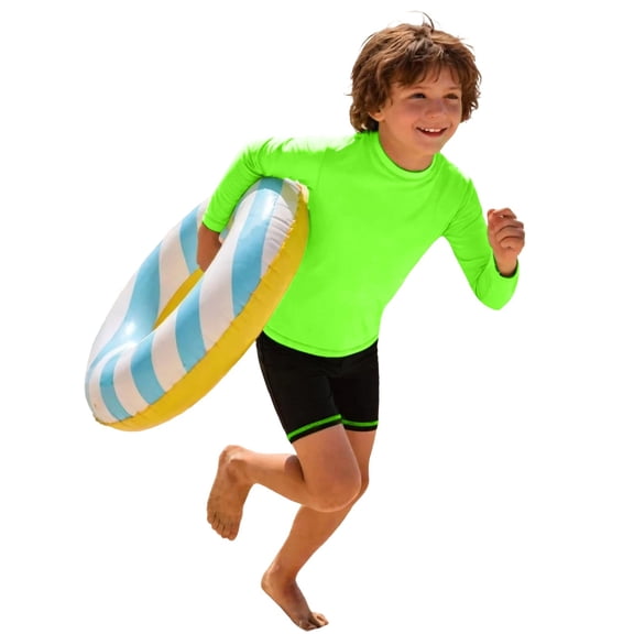 LRen Boys UPF 50+ Rash Guard, Swim Shirt Sun Protection Long Sleeve for Kids Toddler Rashguard Athletic Surf Water Shirts