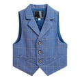 thumbnail image 1 of LRen Boys Vest Tweed Toddler Little Kids Waistcoat with Pocket Sleeveless Slim Fit Casual Vests Outfit Childrens Formal Wear,13-14 Years,D-Blue, 1 of 3