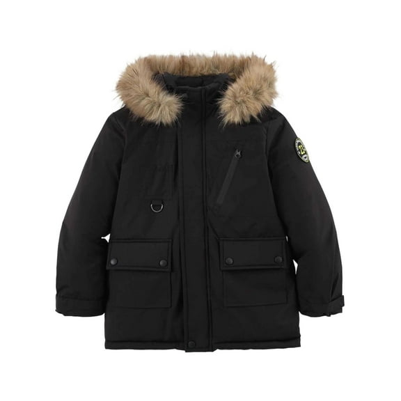 LRen Boys' Winter Coat Warm Quilted Puffer Jacket with Hood Winter Outwear Coats 12-13 Years,Z2-Black