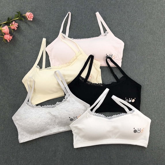 LRen Bras for Girls 10-12 with Padding Stretchy Training Bras Girl Wireless Sports Bralettes Solid Color Bralette with Built-In Pads Teen Underwear for Girls