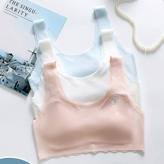 LRen Bras for Girls 12-14 Stretchy Sport Bras Girls Seamless Wireless Cami Bralettes Solid Color Bralette with Built-In Pads Yoga Crop Tops for Teens