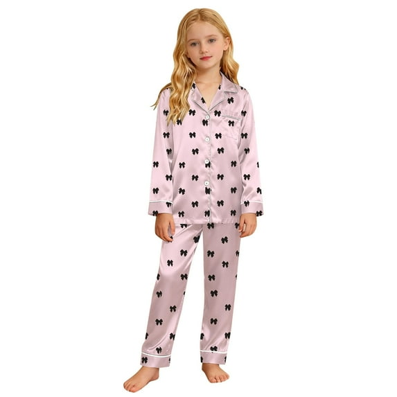LRen Christmas Pajamas for Kids Size 8 Reindeer Print Button T-Shirt and Elastic Shorts Casual Sleepwear Oversized Loungewear Sets 13-14 Years,Z5-Light Pink