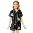 thumbnail image 1 of LRen Christmas Pajamas for Girls 10-12 V Neck Short Sleeve Graphic Satin Pjs Loose Kids Nightwear Gifts for Kids,Z10-Black,110(2-3 Years), 1 of 4