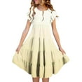 thumbnail image 1 of LRen Cute Girls Tween Dress Cute Flutter Sleeve Summer Double Layer Flowy A-Line Sundress Casual Gradient Midi Dresses for 6-7 Years, 1 of 6