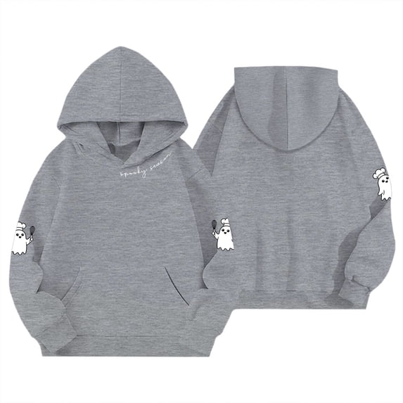 LRen Cute Halloween Hoodie for Girls Halloween Printed Hooded Sweatshirts Lightweight Loose Long Sleeve Pullover Sweatshirt with Front Pockets Fall Winter Outfits