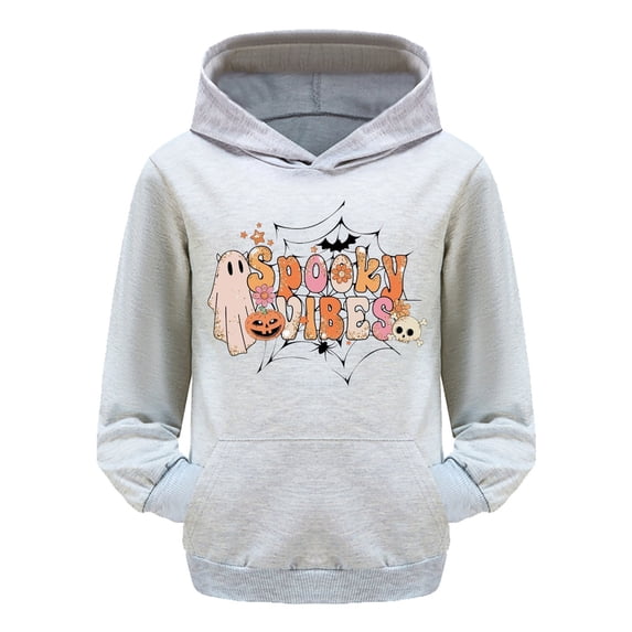 LRen Cute Halloween Hoodie for Girls Cute Printed Hoodie Long Sleeve Loose Fit Preppy Pullover Sweatshirt Casual Y2K Kids Fall Winter Clothes