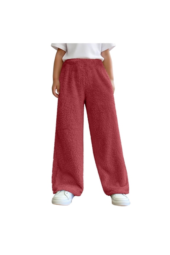 Denim Jean for Girls,Girls Winter Pajama Pants Thermal Sleepwear Soft Cozy Comfort Bottoms For Kids,Red,8-9 Years