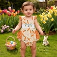 thumbnail image 1 of LRen Easter Baby Girl Outfit Bow Eggs Embroidery Smocked Bubble Romper Easter Cute Summer Clothes Easter Gifts,Red,3-6 Months, 1 of 6