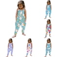 thumbnail image 1 of LRen Easter Day Outfit for Toddler Girls Easter Egg Print Jumpsuit Cute Bunnies Romper Spring Summer Outfit with Pockets, 1 of 4