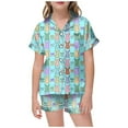 thumbnail image 1 of LRen Easter Day Outfits Toddler Girls Cartoon Rabbit Short Set Set for Children Shirt and Pant Matching Casual Silk Button Down Outfit Collared Easter Set Set Easter Gifts, 1 of 4