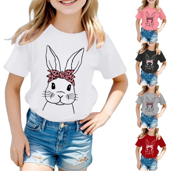 LRen Easter Shirts for Girls 3d Prints Short Sleeve T Shirt Top Comfy Easter's Day Preppy Tops Tee for Boys & Girls
