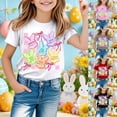 thumbnail image 1 of LRen Easter Shirts for Girls Cartoon Bunny Short Sleeve T-Shirt Easter Day Easter's Day Pullover Tops T-Shirts Infant To Big Kid, 1 of 5