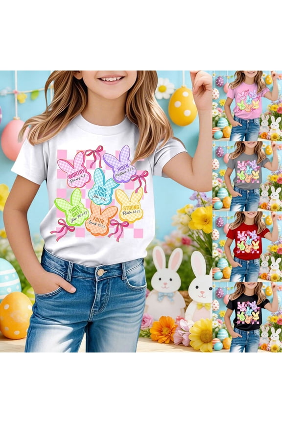 Easter Shirts for Teen Girls Cute Graphic Short Sleeve T Shirt Trendy Easter's Day Pullover Tops Clothes for Girls