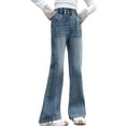 thumbnail image 1 of LRen Flared Jeans for Girls Baggy Flare Denim Pants High Waisted Cute Casual Trousers Y2k Preppy Back To School Outfits with Pockets, 1 of 6