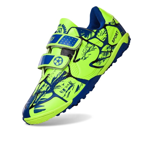 LRen Girl Soccer Cleats,Boys and Girls Football Shoes Outdoor Comfortable Lightweight Slip-On Training Athletic Sneakers