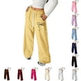 thumbnail image 1 of LRen Girl's Sweatpants Bow Drawstring Elastic Waist Wide Straight Leg Pants High Waisted Casual Baggy Jogger Pants,12-13 Years,Z6-Hot Pink, 1 of 5