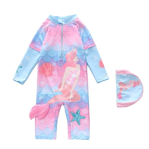 LRen Girls 1 Piece Summer Swimsuit Set Girl Swimsuits Upf 50+ Swimwear with Shorts Quick Dry Swimwear Beachwear Tropical Girls Bathing Suits