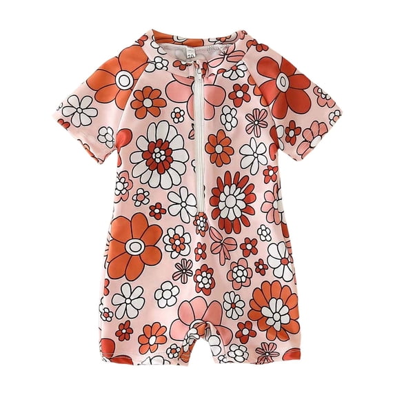LRen Girls 1 Piece Swimsuits Dress Swimsuit Girls Rash Guard Bathing Suits Quick Dry Summer Beach Outfit Floral Girls Summer Bathing Suit