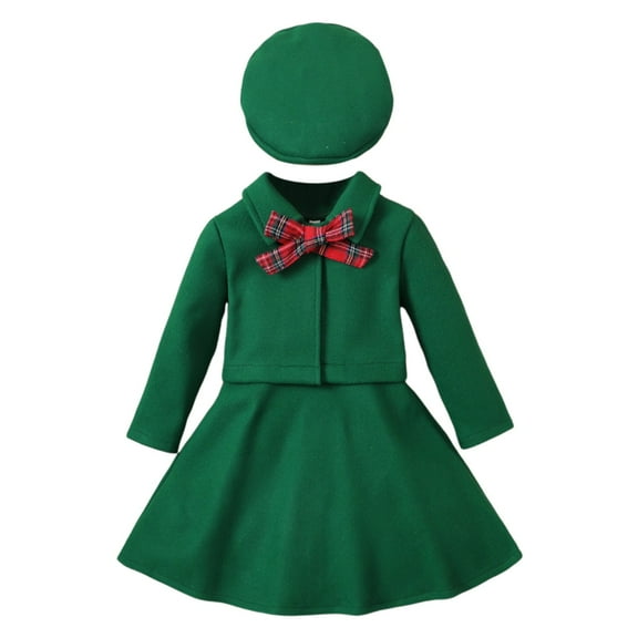 LRen Girls 2 Piece Outfits Skirt Set Button up Jacket Sweatshirt and Pleated Mini Skirts Fall Winter Clothes Size,XL,Z8-Green