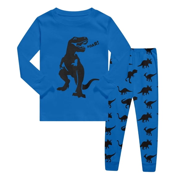 LRen Girls 2 Piece Pajama Set Cute Print Sleepwear Long Sleeve Top And Pants Nightwear Outfit For Toddlers Kids Children 2 To 10 Years,Z10-Blue,5Y