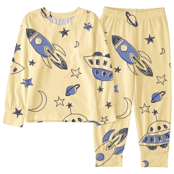 LRen Girls 2 Piece Pajama Set Cute Print Sleepwear Long Sleeve Top And Pants Nightwear Outfit For Toddlers Kids Children 2 To 10 Years