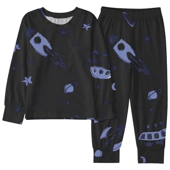 LRen Girls 2 Piece Pajama Set Cute Print Sleepwear Long Sleeve Top And Pants Nightwear Outfit For Toddlers Kids Children 2 To 10 Years