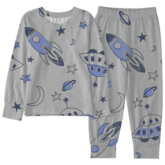 LRen Girls 2 Piece Pajama Set Cute Print Sleepwear Long Sleeve Top And Pants Nightwear Outfit For Toddlers Kids Children 2 To 10 Years