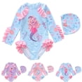 thumbnail image 1 of LRen Girls Bathing Suits One Piece Ruffle Beachwear for Kids Cute Funny Summer Swimsuits Girls Beach Swimwear Bikini Set for Kids, 1 of 5