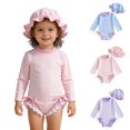 thumbnail image 1 of LRen Girls Bathing Suits One Piece Ruffle Beachwear for Kids Cute Funny Summer Swimsuits Girls Beach Swimwear Bikini Set for Kids, 1 of 6