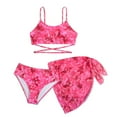 thumbnail image 1 of LRen Girls Bathing Suits Size 8 3pcs Ruffle Beach Swimwear for Girls Funny Summer Rash Guard Bikini Swimsuit Girl Beach Swimwear Swimming Bikini Set, 1 of 9