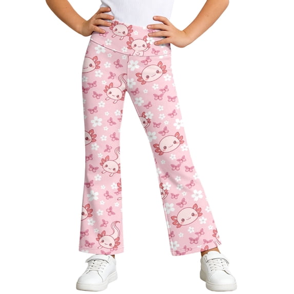 LRen Girls Bell Bottom Jeans,Girls Wide Leg Casual Pants Flared Trousers Athletic Stretch Joggers Comfortable Play Everyday Wear